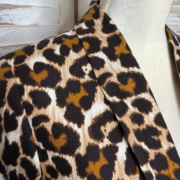 J. CREW Linen Parke Blazer Animal Print Cheetah Leopard Size 8 - Picture 8 of 16